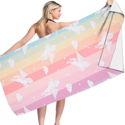 Unicorn Print Beach Towel Soft Microfiber Camping Swimming Towels Style 2