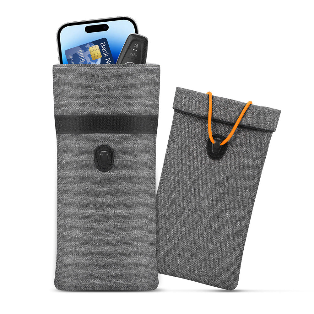 Faraday Phone Pouch RFID Signal Blocking Key Pouch Wallet Case For Privacy Protection-Grey