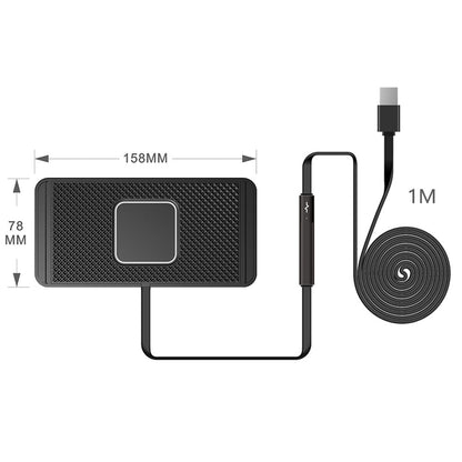 15W Wireless Charger Pad Dock Car Phone Holder Mat Non-Slip Charging Station Type-C Style
