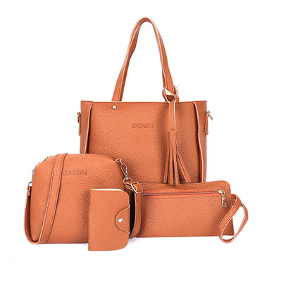 Four-Piece Women's Bag Set-Brown