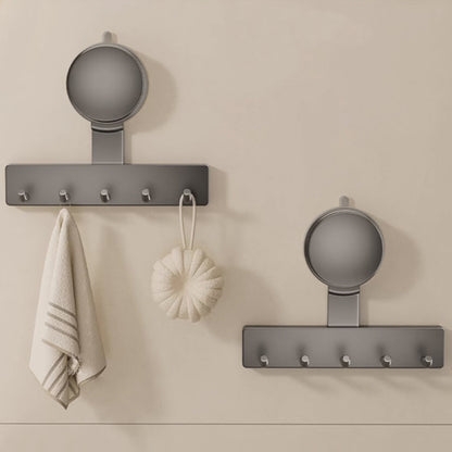 5 Hook Suction Cup Towel Rack Wall Mounted No Drill Bathroom Holder for Shower-Grey