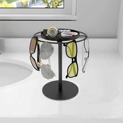 Metal Sunglass Display Organizer Glasses Storage Holder Stand with Tray for Desk Dresser Tabletop Black