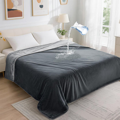 Water-Resistant Reversible Flannel Blanket-Grey