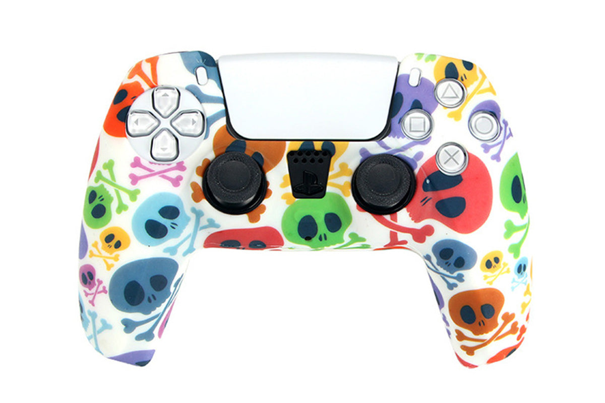 Silicone Cover for PS5 Controller Case Skin Cool Designs Extra Grip Selection-Skull Mixed Color