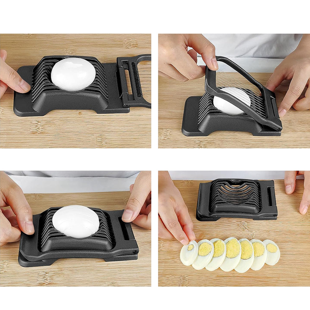 Aluminum Alloy Egg Slicer for Hard Boiled Eggs Strawberry Slicer for Sandwiches-Black