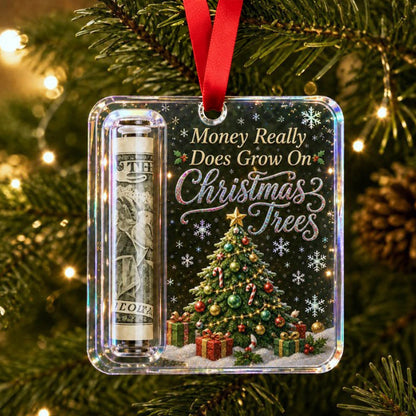 4 Piece Christmas Cash Gift Holder Ornaments with Ribbons