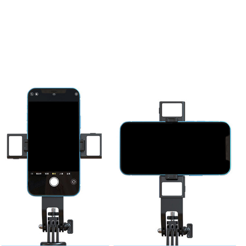 Bluetooth Selfie Stick Tripod 4 Leg Floor Stand with Dual Fill Light-Black