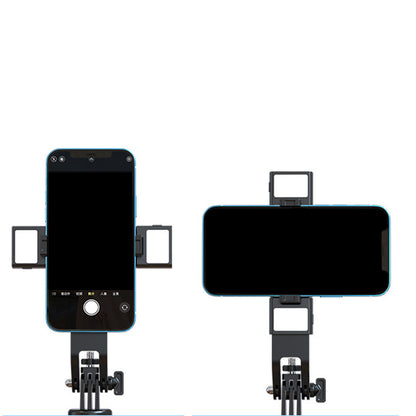 Bluetooth Selfie Stick Tripod 4 Leg Floor Stand with Dual Fill Light-Black