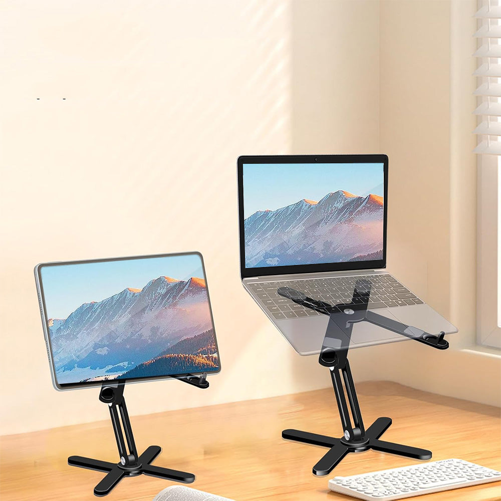 360 Degree Rotating Aluminum Laptop Stand Adjustable Desktop Notebook Holder Black