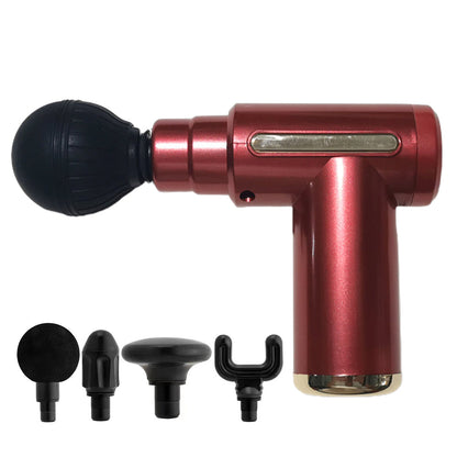 Portable Red Mini Muscle Massage Gun with Four Heads