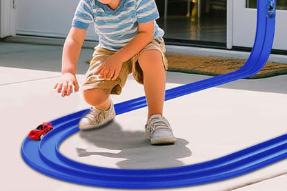 Flexible Race Track Toy Roll-Up Car - Blue