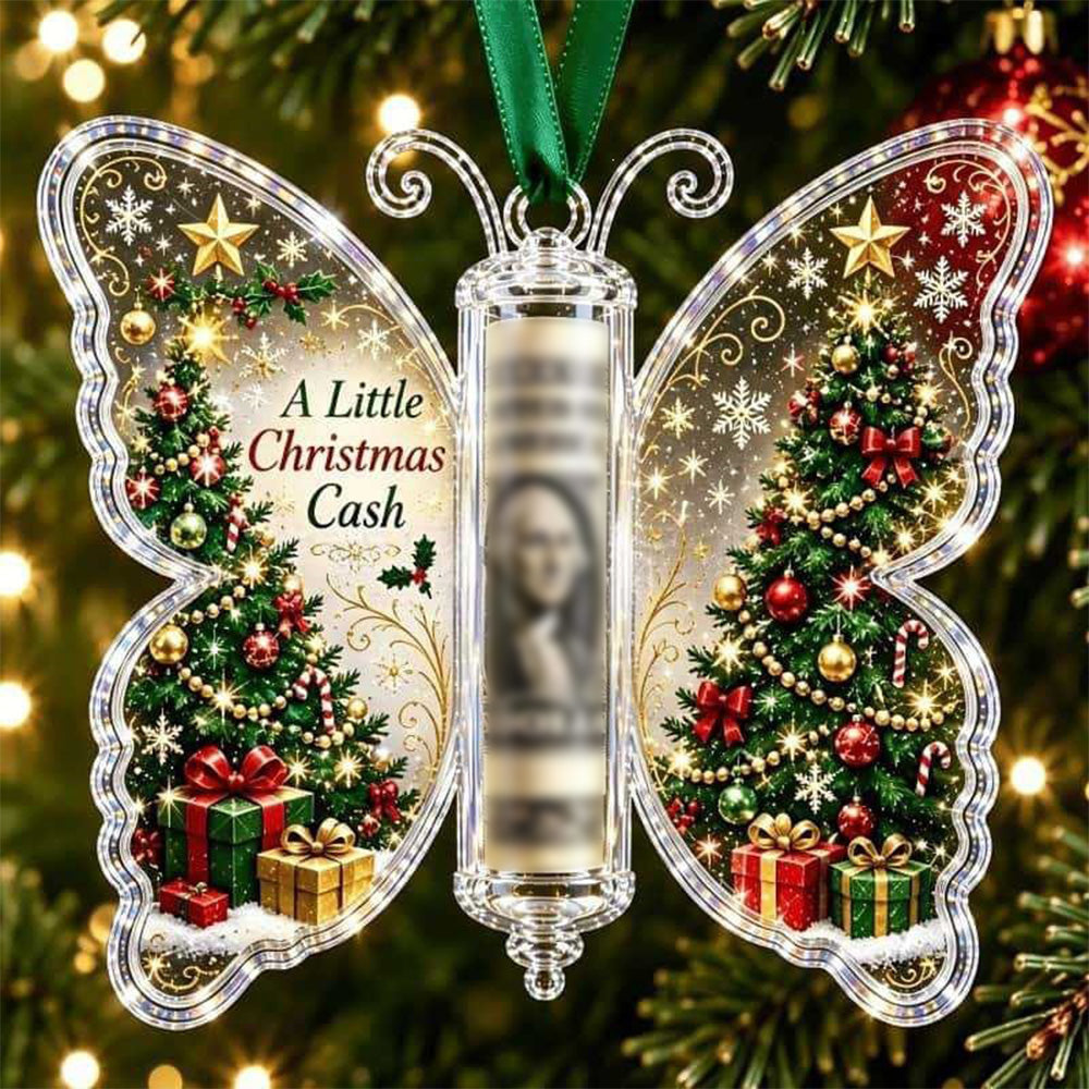 4 Pack Acrylic Christmas Cash Gift Ornaments with Money Holder Slots
