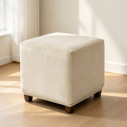 Square Ottoman Cover Stretch Slipcover Footstool Cover Beige S