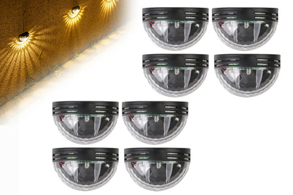 8pcs Solar Fence Post Lights Wall Mount Decorative Deck Lighting-Warm white
