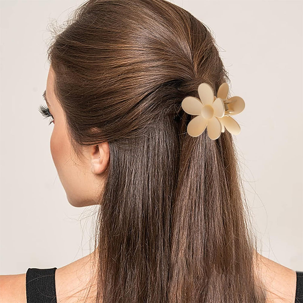 8Pcs Fall Winter Milk Coffee Tone Hair Claws Set Acrylic Hair Clips for Women