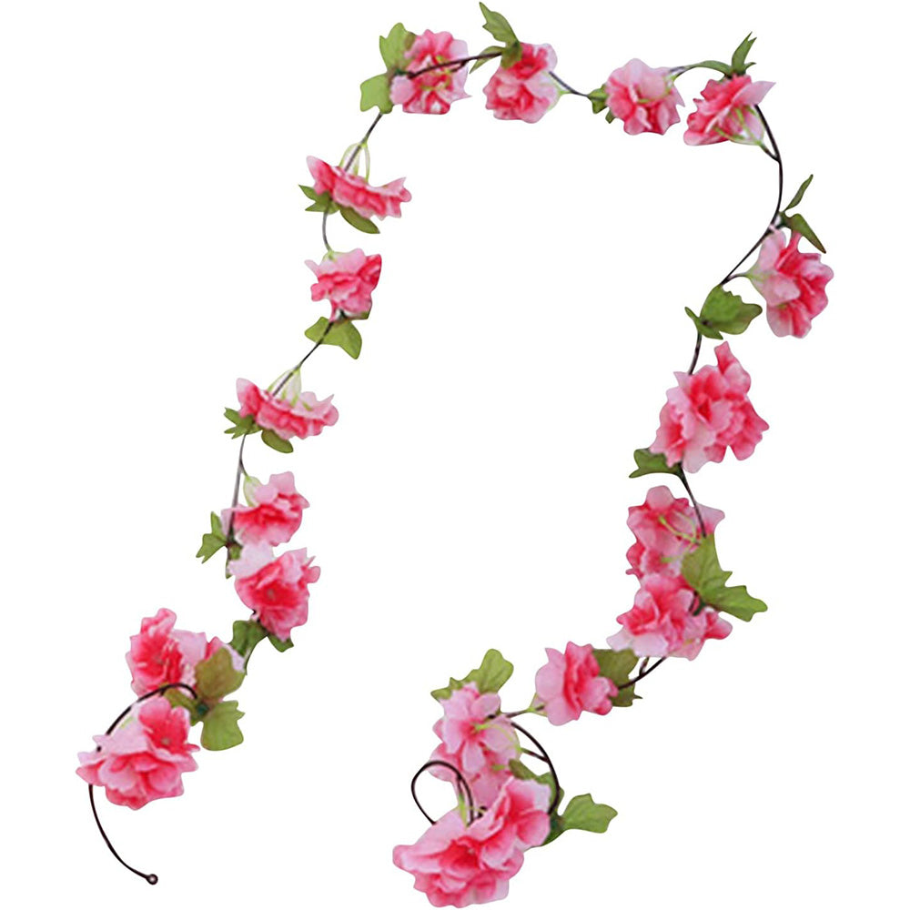 4PCS Sakura Vine Artificial Silk Hanging Garlands 2.3m for Wedding & Home Decoration Rose Red