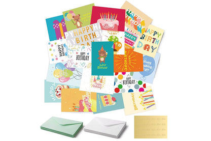 24 Piece Unique Happy Birthday Cards - Orange Mixed Color