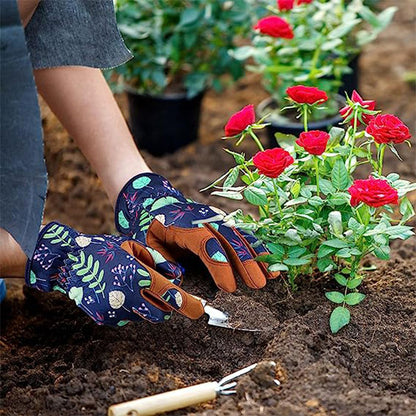 Garden Gloves PU Leather Gardening Weeding Gloves for Digging Planting Pruning