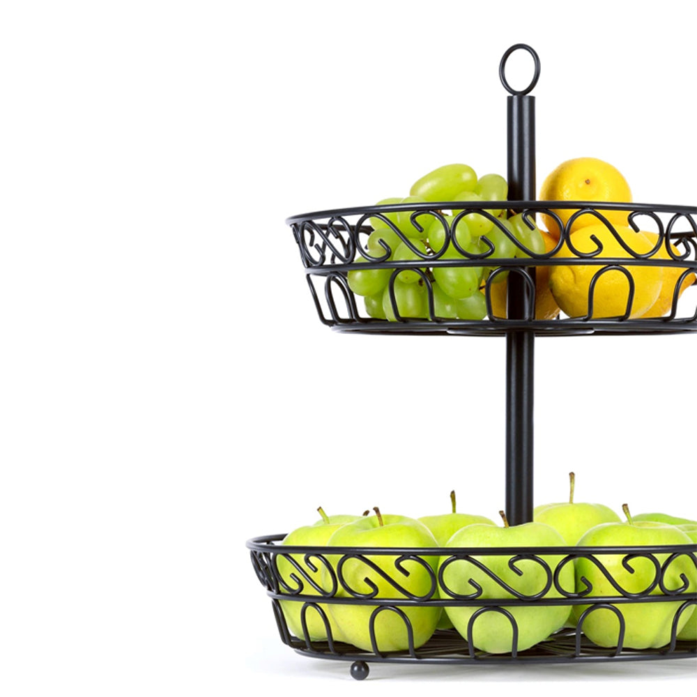 2-Tier Iron Fruit Basket Stand