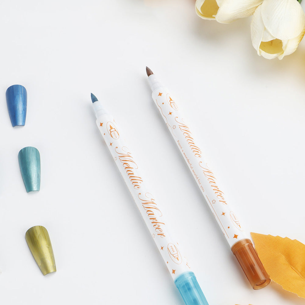 12 Colors DIY Nail Art Pens Set Dual Heads Nail Polish Pens Acrylic Paint Markers For Nail Art