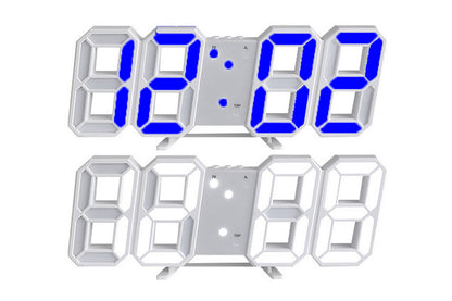 2Pcs 3D LED Digital Wall Clock Alarm Clocks With APP Control For Bedroom-Blue And White