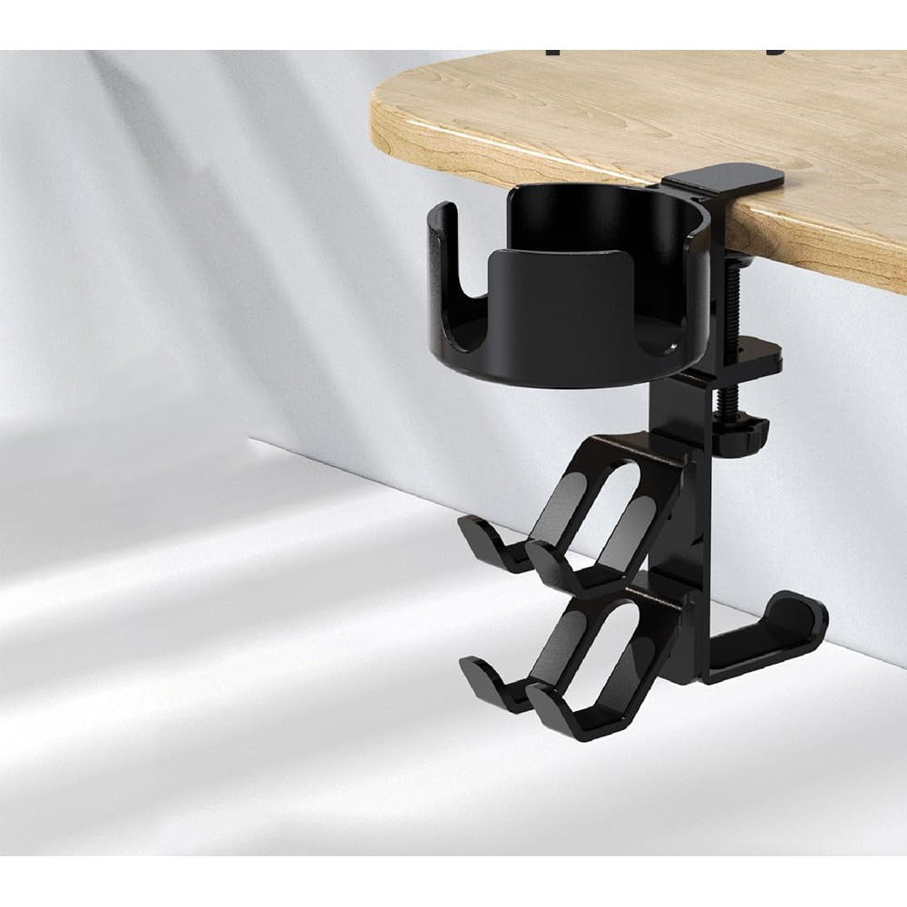 360-degree Rotating Headphone and Controller Holder with Cup Stand