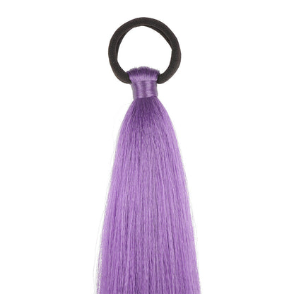 2PCS Purple Ponytail Extensions with Elastic Tie Straight Sleek Wrap Around Braids Light Purple