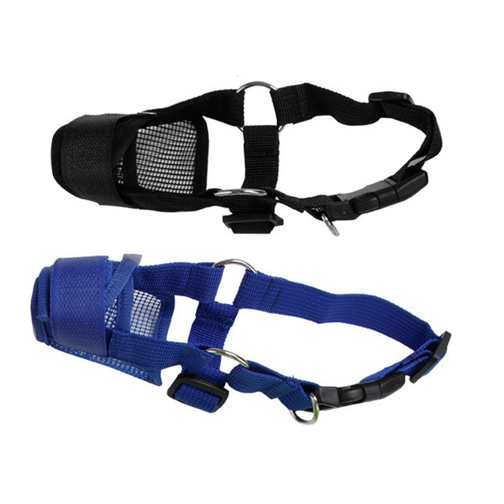 2Pcs Dog Muzzle Anti Bite Chewing Mesh Mask Training for Small Medium Large Dogs-Blue