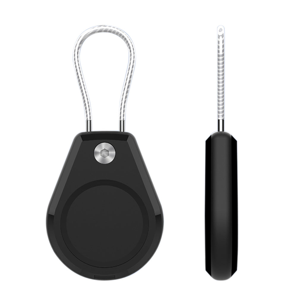 Lock Tracker Case with Steel Cable Hard Shell Protector for AirTag Keychain Luggage-Black