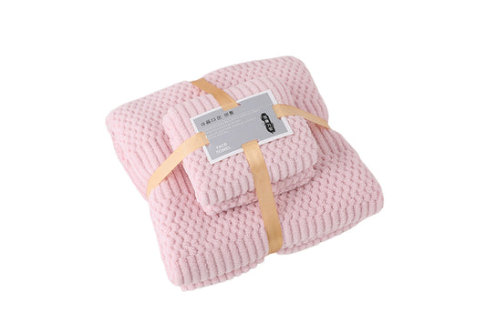 2 pcs Ultra Soft Towel Set Quick Drying for Fitness Bathroom Sports-Pink