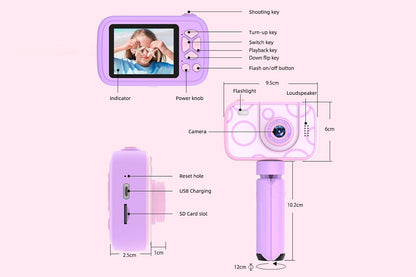 32GB Camera Toys for Boys Girls 1080P HD Digital Camera with Flip up Lens for Selfie and Video Christmas Birthday Party Gifts-Purple