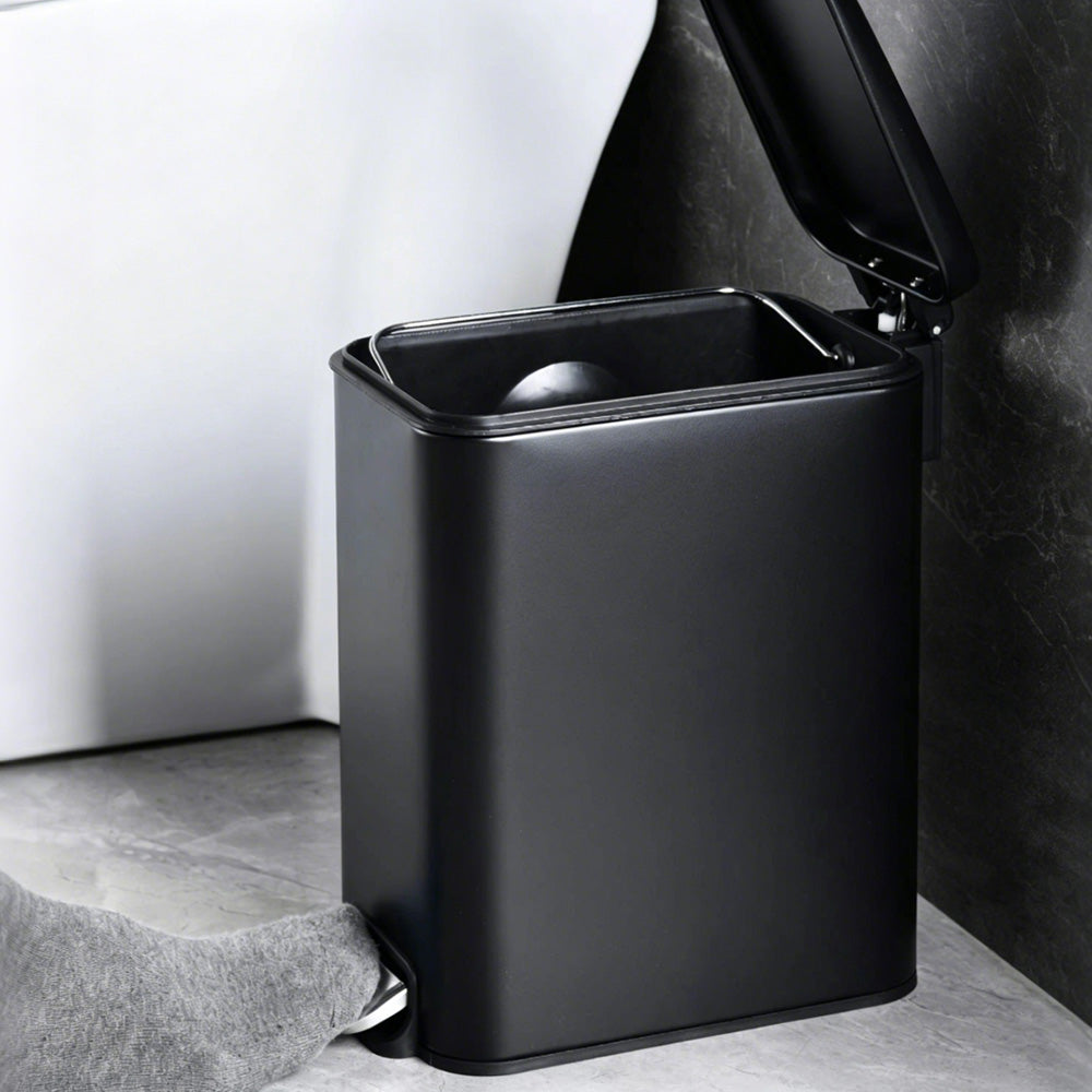 Slim Stainless Steel Pedal Trash Can 14cm Narrow Bathroom Waste Bin Soft Close Lid