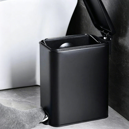 Slim Stainless Steel Pedal Trash Can 14cm Narrow Bathroom Waste Bin Soft Close Lid