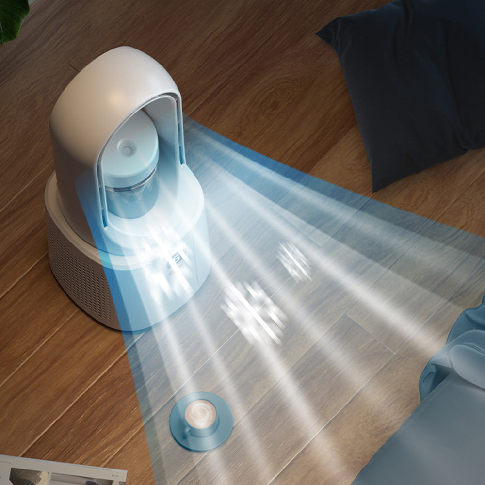 2-in-1 Leafless Desktop Humidifier Fan with Night Light for Office Bedroom