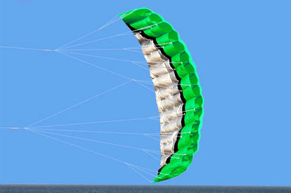 2.5m Dual Line Parafoil Parachute Stunt Sport Beach Kite Outdoor Frameless Toy-Green