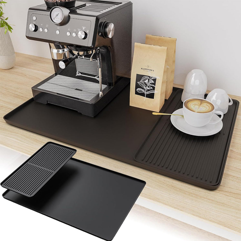 60x40cm Silicone Coffee Machine Mat with Separate Drain Pad
