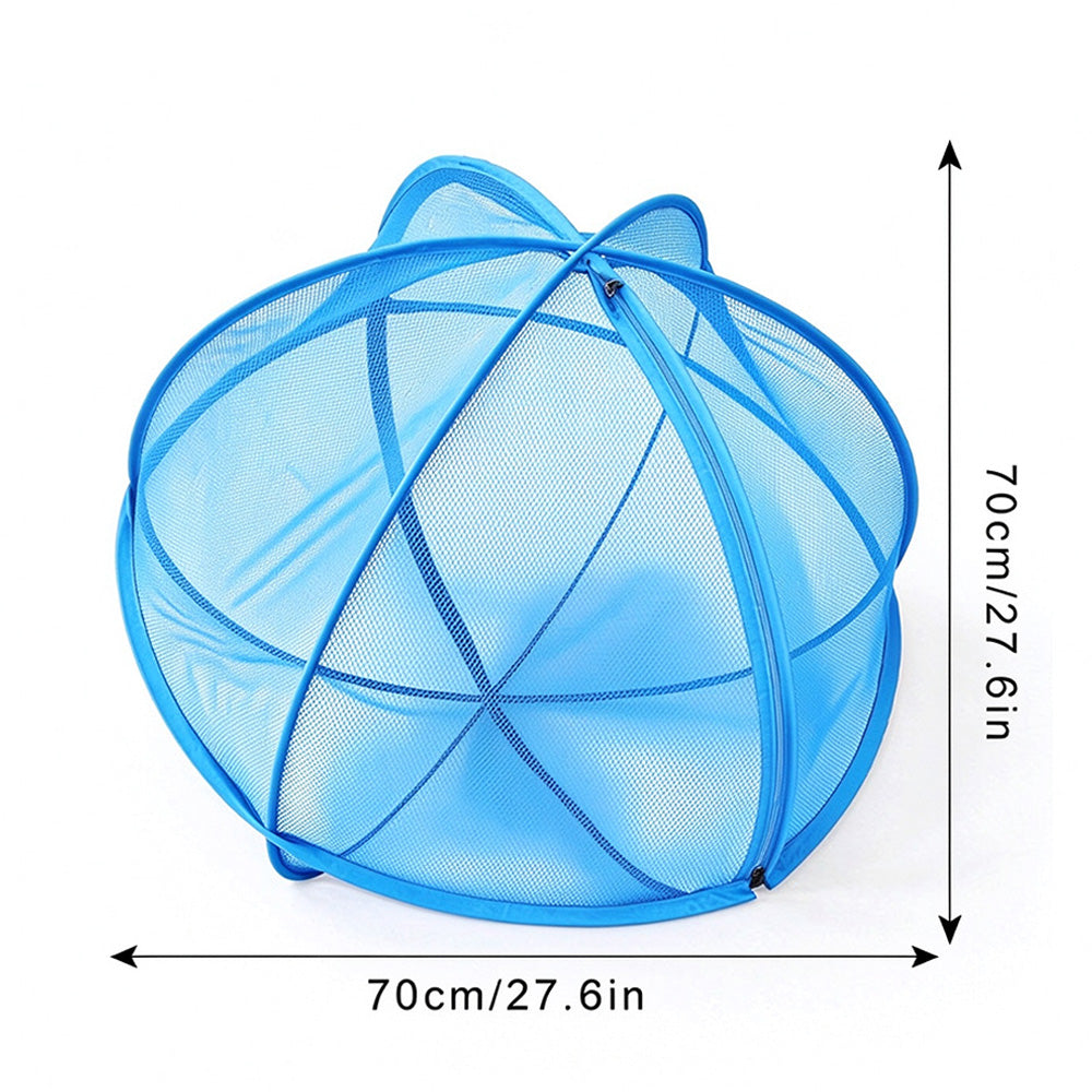 Foldable Pop Up Mesh Pet Playpen Tent with Zipper for Cats  - Blue