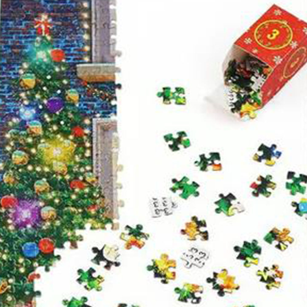 24 Days Advent Calendar 1008Pcs Christmas Puzzle Countdown Calendar Xmas Jigsaw Puzzle Style 1