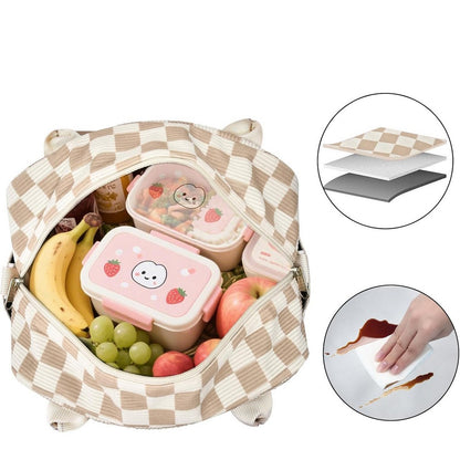 Insulated Lunch Bag for Women Tote Bags for Work Picnic-Checkered