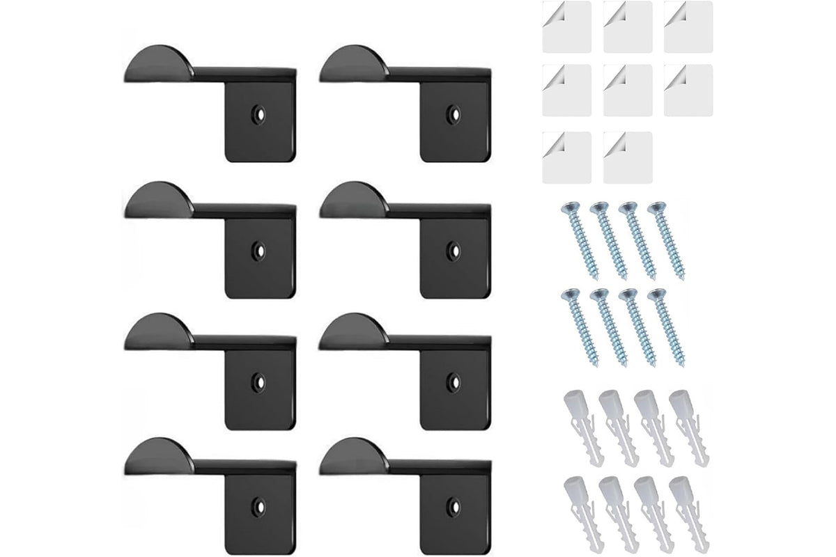 8Pcs Hat Hooks for Wall Cowboy Hat Rack Organizer for Baseball Caps -Black