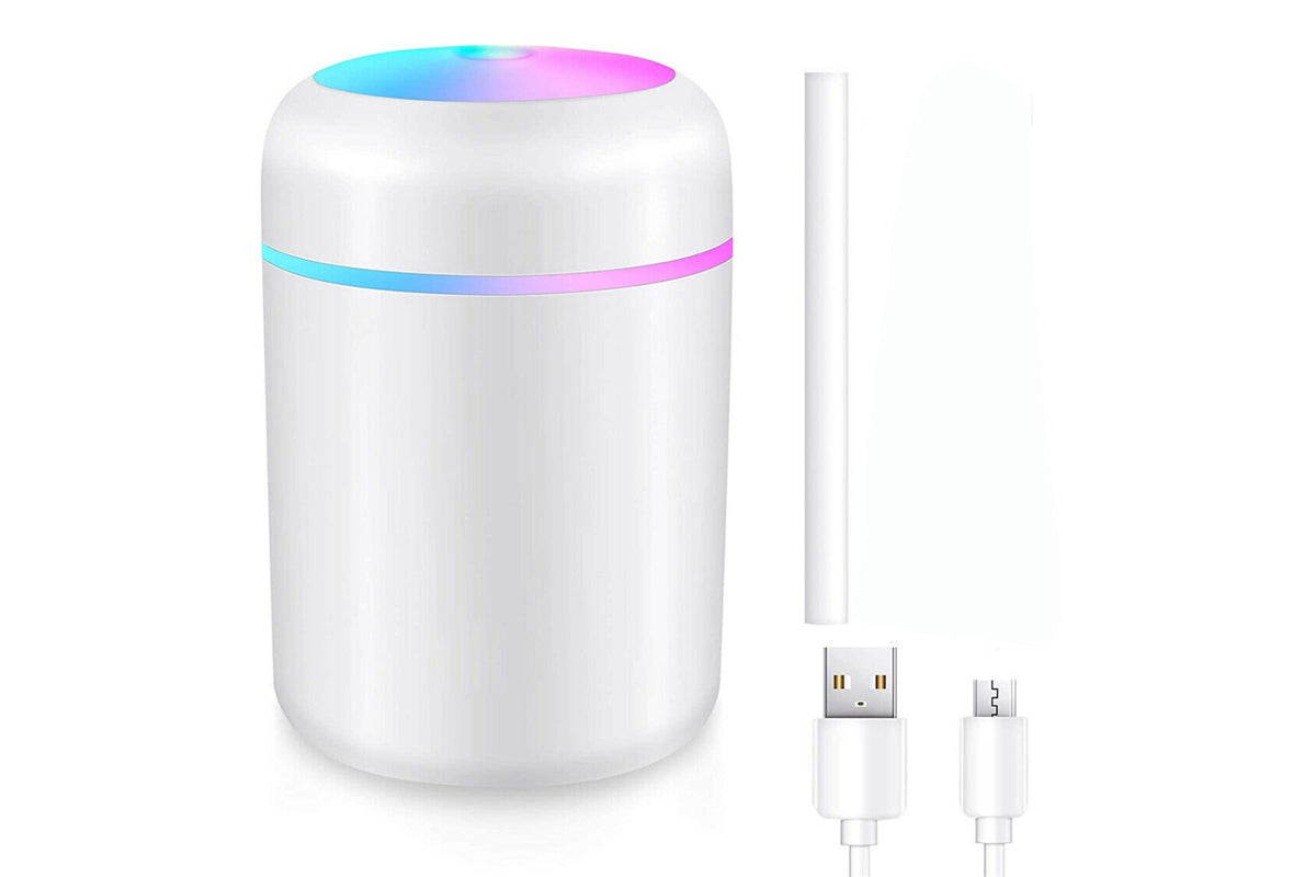 Car Air Purifier USB Diffuser Mist Humidifier With Led Night Light-White