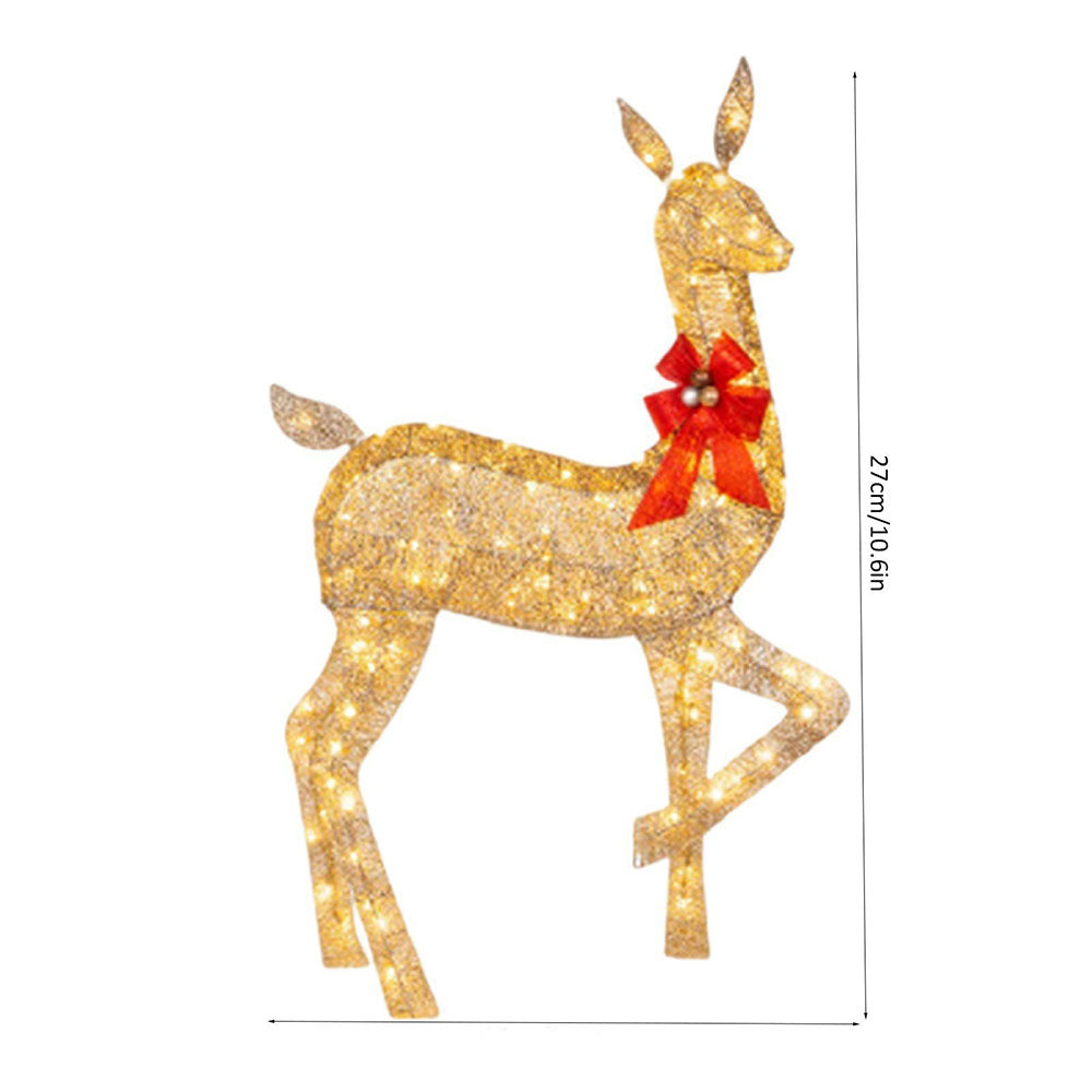 3Pcs Christmas Lighted Reindeer Decorations LED Standing Deer Decor