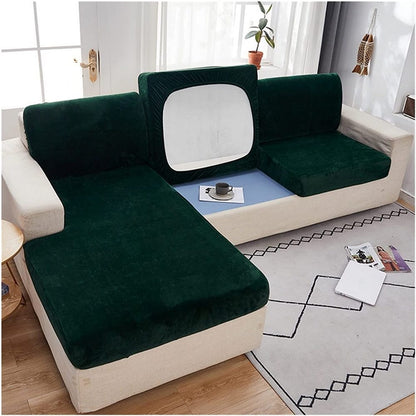 Stretch Velvet Sofa Protector Cover Dark Green