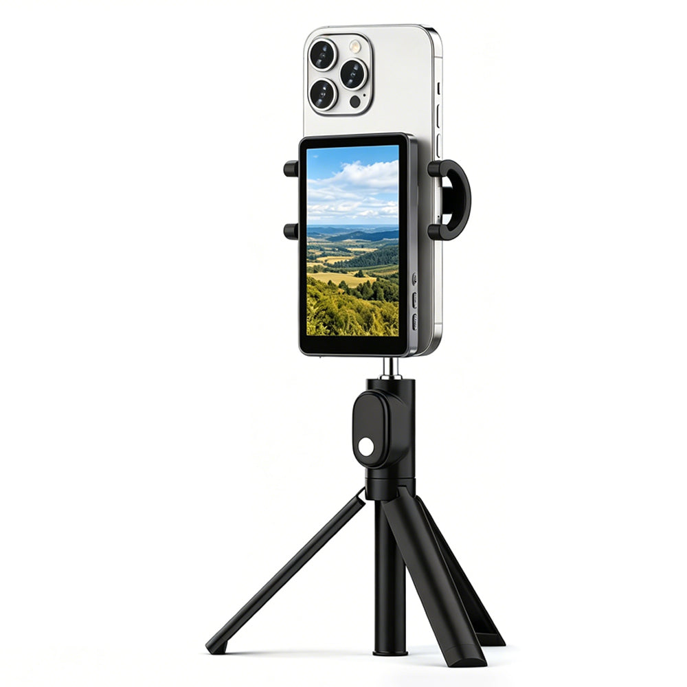 Wireless Selfie Monitor Screen for iPhone 4K 60fps Recording Back Camera-Black