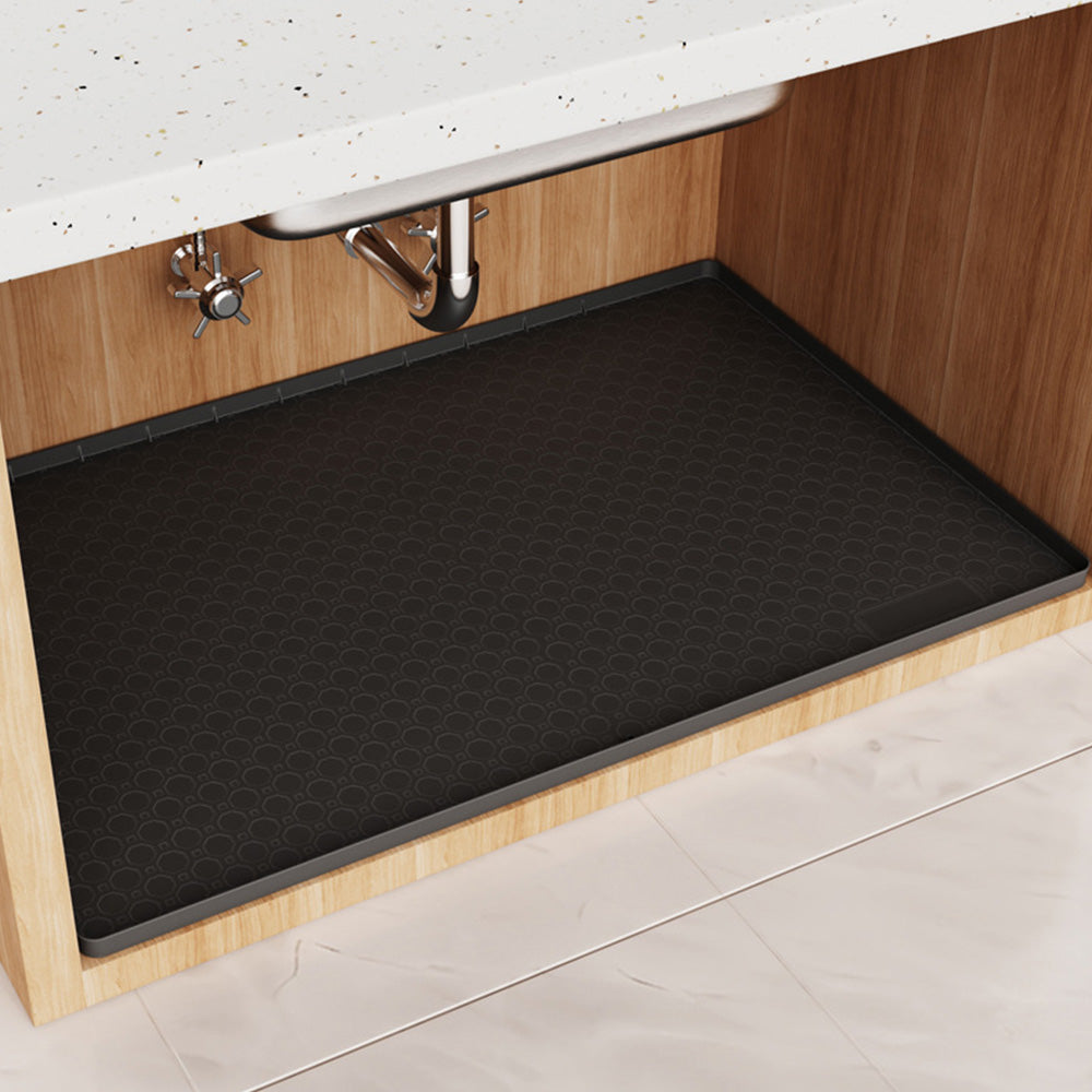 Silicone Under Sink Mat with Raised Edge - Black