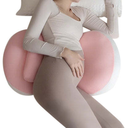 Portable Pregnancy Pillow W Shaped Maternity Support For Side Sleepers-Pink