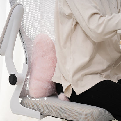 Soft Furry Bow Throw Pillow Plush Decorative Cushion Pink