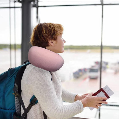 Memory Foam Travel Pillow for Sleep Neck Pillow with Storage Bag Pink