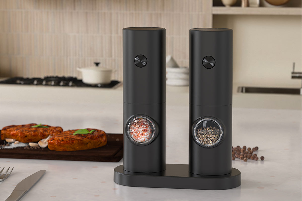 2Pcs Electric Salt And Pepper Grinder Set Automatic Salt Pepper Grinder Mill