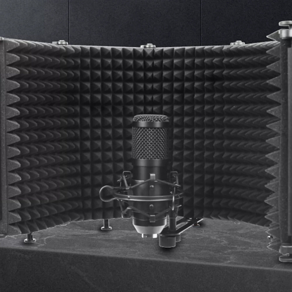 5-Panel Microphone Isolation Shield Studio Mic Sound Absorbing Foam